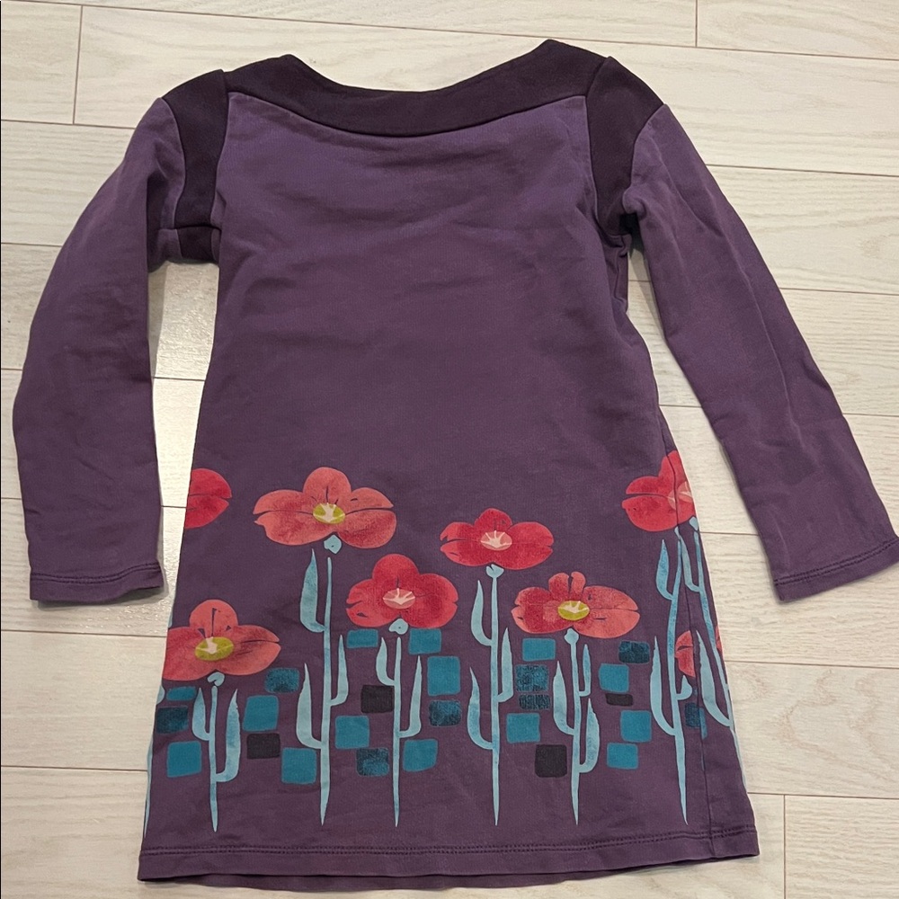 Tea Collection Purple Dress with Red poppy Floral Design